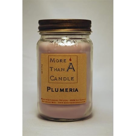 More Than A Candle PMA16M 16 Oz Mason Jar Soy Candle; Plumeria